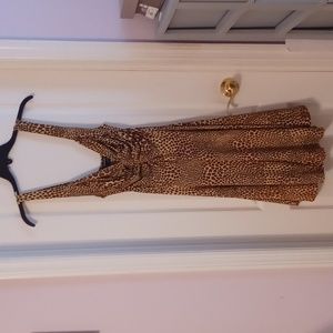 Norma Kamali Cocoa Animal Leopard Print Sleeveless Dress sz M